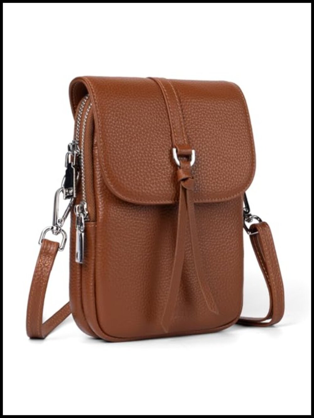 Genuine Leather Small Crossbody Bag RFID Cell Phone Purse